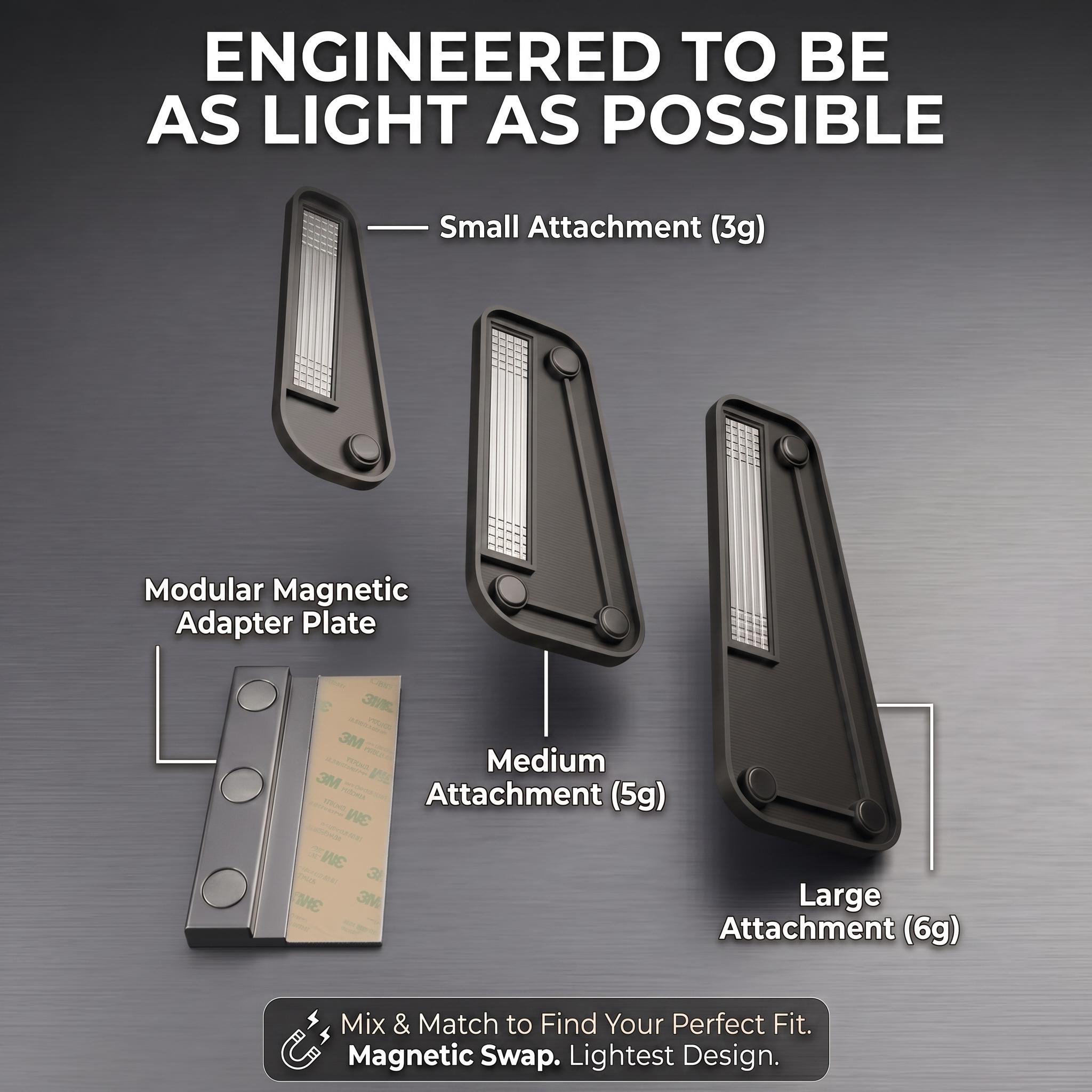The universal dock with its 3M adhesive backing, ready to attach to any flat-sided mouse